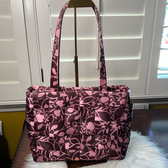 HARVEYS Seatbelt Classic Brown & Pink Leaf and Florals Shoulder Bag Vintage EC - Picture 4 of 17